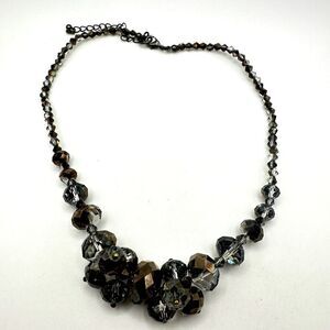 Stunning faceted black/dark gray crystal beaded necklace!